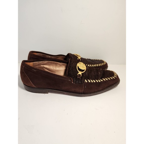 Vintage David Eden Men\'s Size 10B Leather Suede Square Toe  Loafers With Gold... main image 6